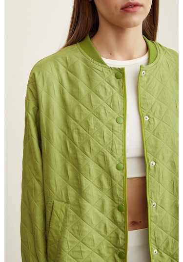 Never More Bomber Kapitone Ceket Fıstık Yeşili