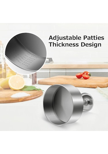 Maiyame 304 Paslanmaz Çelik Ev Kullanıma Manüel Hamburger Presi Dairesel Pastırma Kalıbı 140mm Çok Renkli