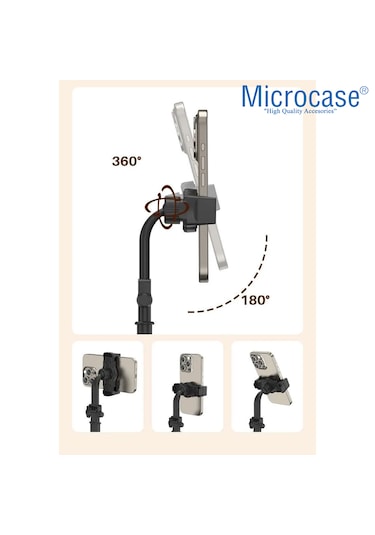 Microcase Zr895 Yükseklik Ayarlı Ayarlanabilir Teleskopik Masaüstü Telefon Tutucu - Al5068 Siyah