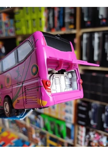 Metal Yolcu Otobüsü Dıecast Koleksiyon Sesli Işıklı Far Yanar Oto