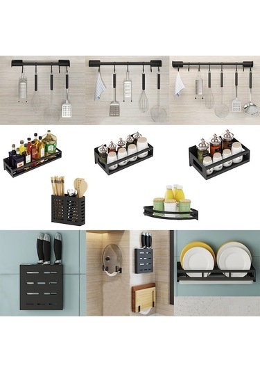 Stanyum Çelik Duvar Tipi Mutfak Depolama Rafı - Delme Yok Tutucu, Bıçak, Tabak, Baharat Ve Çubuk Kağıtlık İçin Organize Edici Diğer Diğer