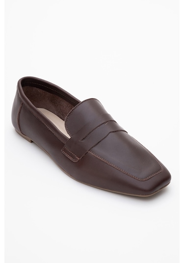 Luvishoes Luvi Shoes Morne Kahverengi Cilt Hakiki Deri Kadın Loafer Ayakkabı Kahverengi Deri