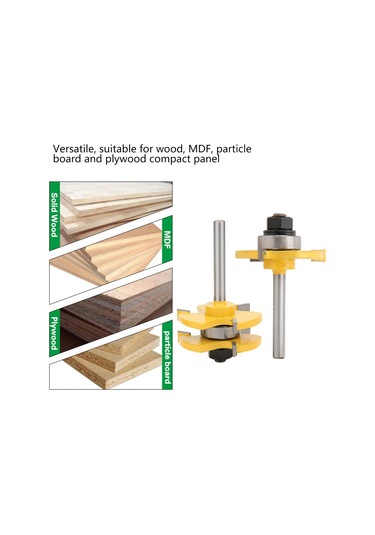 Singree 2 Adet Ahşap Freze Ucu - T Şekilli 3 Dişli 1/4" Saplı - Ahşap, Mdf Ve Tavşan Dilli Tahta İçin Dayanıklı Alüminyum Alaşımlı Uçlar