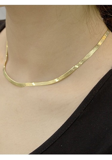 14 Ayar Altın Kalın İtalyan Ezme Zincir Kolye Sarı