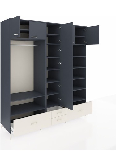 Kronos Dolap 18 Raflı 4 Çekmeceli Tek Askılı 220x59x243 Antrasit-antrasit/aytaşı Antrasıt/aytası Kronos Dolap 18 Raflı 4 Çekmeceli Tek Askılı 220x59x243 Antrasit-antrasit/aytaşı Antrasıt/aytası