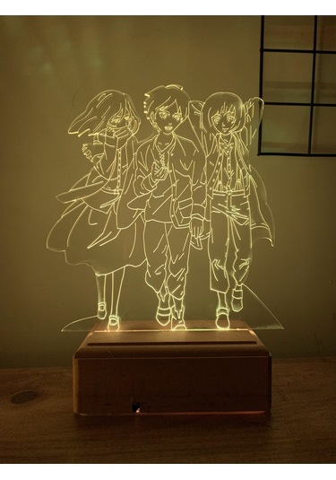 Mikasa Eren Armin Attack On Titan 16 Renk Gece Lambası