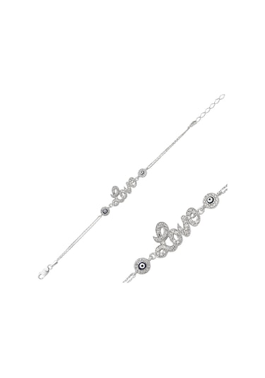 Nazar Boncuklu Love Gümüş Bileklik N11.34153
