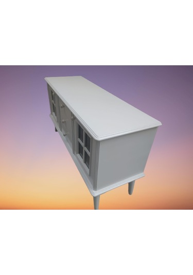 Bengimobilya Tv Sehpası Windovs Model Pencere Ahşap Kayın Torna Retro Ayak Bey