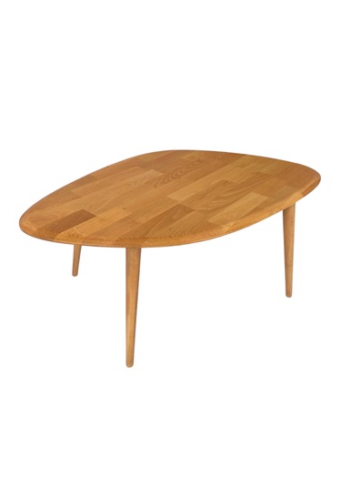 Fawdecor Masif %100 Doğal Ahşap Modern Oval Asimetrik Demonte Orta Sehpa Açık Meşe