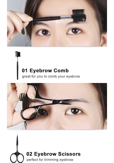 Yifomall Profesyonel Kaş Bakım Seti: Paslanmaz Çelik Makas, Cımbız, Tarak Ve 2'li Fırça İle Hem Kadınlar Hem Erkekler İçin