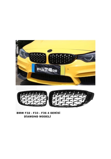 Bmw F32 4 Seri Diamond Ön Panjur Izgara Böbrek Piano Black-Krom