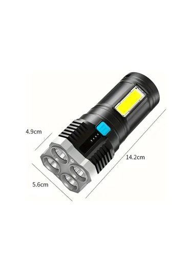 Periboia 4 Fonksiyonlu Led El Feneri Usb Şarjlı Su Geçirmez Lamba Çok Renkli