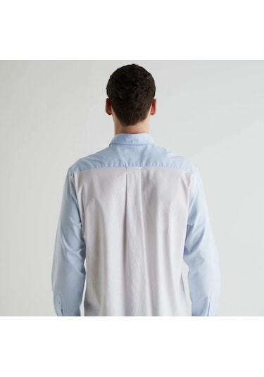Gant Erkek Mavi Regular Fit Klasik Yaka Renk Bloklu Gömlek-mavi Mavi