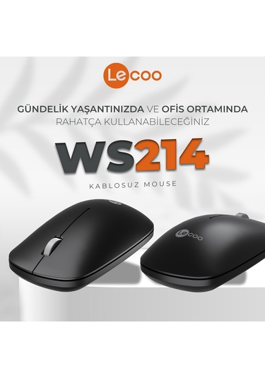 Lecoo WS214 Kablosuz 1200DPI 3 Tuşlu Optik Mouse