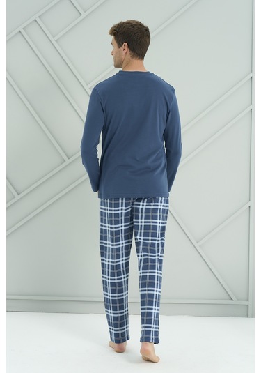 Erkek Interlok Penye Uzun Kol Pijama Takımı 2234 Petrol03 Petrol03