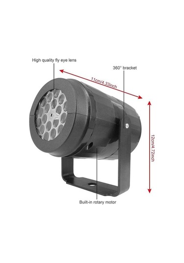 Novahub Noel Partisi Kar Tanesi Lazer Projektör, 4w Led Sahne Işığı, Dönen Desen Aydınlatma, Bahçe Dekor, Siyah, Ab Fişli Siyah