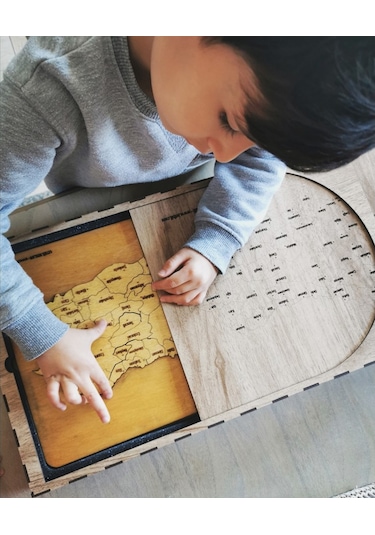 Ahşap Türkiye Haritası. Yapboz. Puzzle Kutulu - (54x100cm)