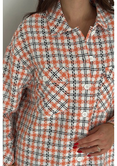 Çift Cepli Oduncu Gömlek Turuncu Turuncu