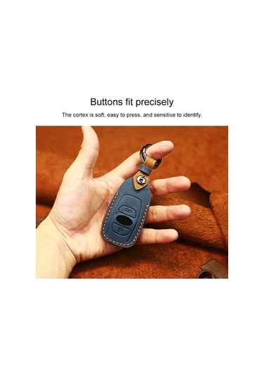 Tongxida Subaru Araba Sığır Derisi Deri Anahtar Koruyucu Kapak Kılıfı İçin Mavi