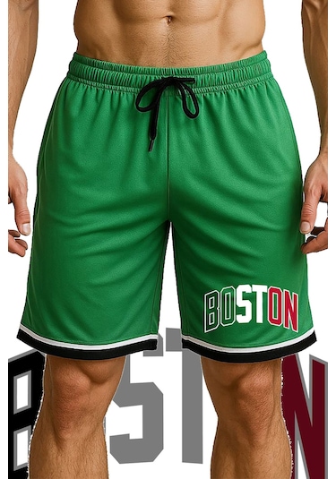 Top Glory Cepli Boston Baskılı Basketbol Şortu Spor Şort