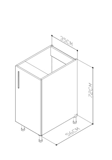 35 Cm Tek Kapak Mutfak Alt Dolabı