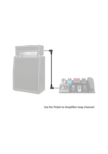 Ruicoo Gitar Pedalı Bağlantı Kablosu 6.35mm Dairesel Uç 60cm - Sağ-açılı, Oksijen Bakır Çekirdekli, Siyah, 1 Adet Rpc-60