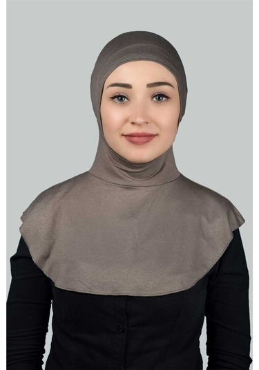 Kadın Tesettür Pratik Boyunluklu Hijab - Sporcu Bone Koyu Vizon
