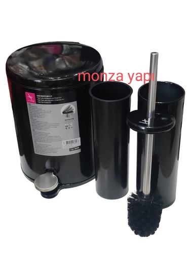 Primanova Cigo Çelik Çöp Kovası Soft Ve Wc Tuvalet Fırçası Siyah