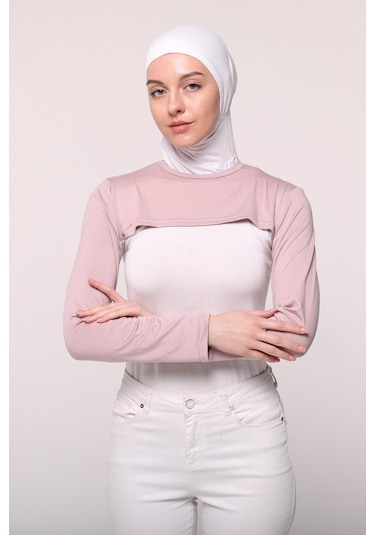 Altobeh Sıfır Yakalı Boyunluklu Kolluk Pudra Çok Renkli