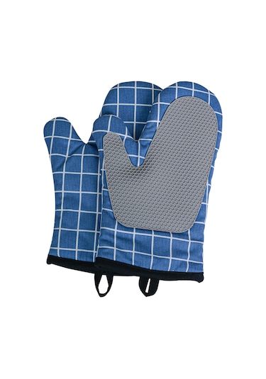 Suntek Magideal Ekleme Silikon Fırın Eldiveni Kaymaz Mutfak Mavi