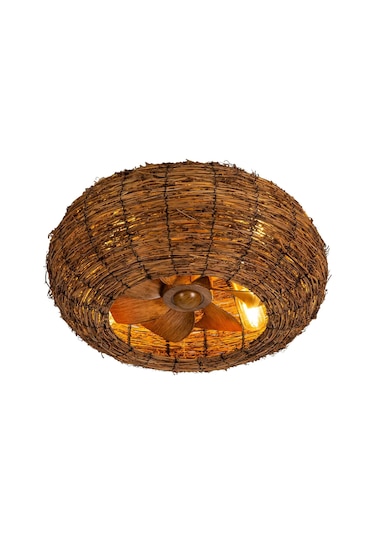 Vanti 15w 4xe27 Hasır Avizeli Kumandalı Tavan Vantilatörü Kcf300