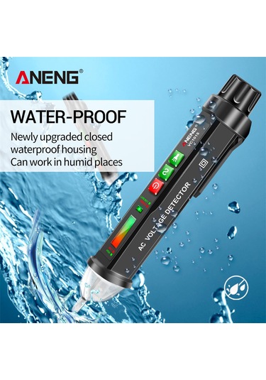 Lemestar Aneng Vc1015 12-1000v Su Geçirmez Dış Kabuklu, Fener Ve Sesli Alarmlı Dokunmadan Elektrik Test Kalemi Pil Yok