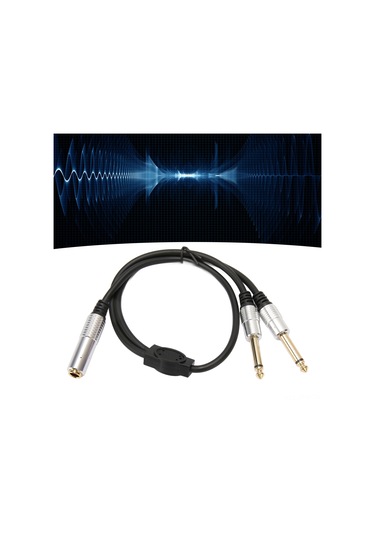 Tenfowee Alüminyum Kasa Ve Altın Kaplama 6.35mm Stereo Ses Ayırıcı Kablosu - 1 Adet Dişi 2 Adet Erkek Uçlu, 0.5m Uzunlukta, Mikser Ve Hoparlör İçin Uyumlu