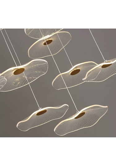 Luxury Exclusive Altılı Yuvarlak Sarkıt Led Avize Gold Sarı 6'lı Ledli Avize Gold