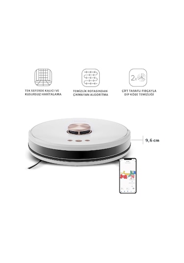 Homend Alex Laser Pro+ 1283H Moplu ve Haritalamalı Akıllı Robot Süpürge