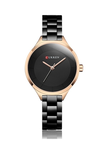 Yingfu Curren 9015 Kadın Kolye Saati - Gül Altını Kasa, Siyah Kadran, Su Geçirmez, Altın Rengi Bileklikli Moda Saat Altın Rengi