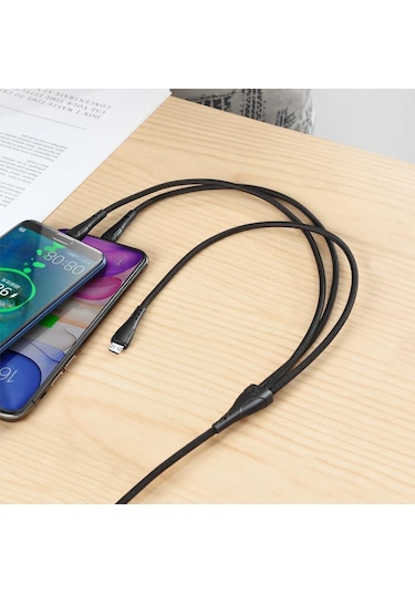 Mcdodo Ca-6960 3in1 Lightning-micro-type-c Şarj Kablosu 3a 1.2m - Siyah