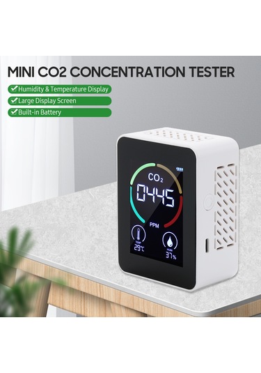 Yunboo Beyaz Mini Usb Li-pil Co2 Tespit Cihazı - Oda Sıcaklığı, Nem Ve Hava Kalitesi İndeksi Ölçer Pil Dahil