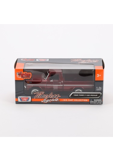 Motormax 1969 Ford F100 Pickup Diecast Model Araba Bordo
