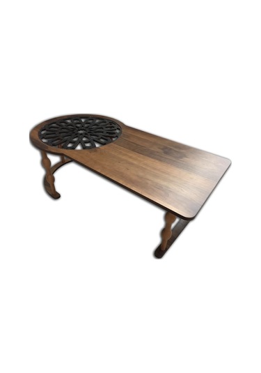 Orta Sehpa Geometrik Kayın Ayak Ceviz Renk Cnc Kesim Osmanlı Moti