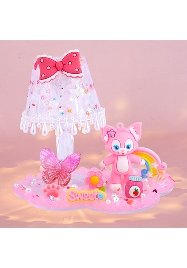 Aurora Çocuk Dıy El Yapım Krem Tutkal Kristal Masa Lambası Malzeme Paketi Seti Yaratıcı Gece Lambası Bulmaca Oyuncak Mor Mor