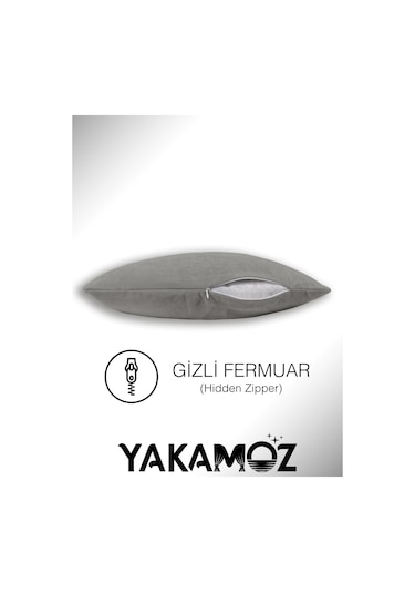 Br Yakamoz Açık Gri Kırlent , Yastık Kılıfı Kadife Görünümlü Velvet Touch Serisi Açık Gri