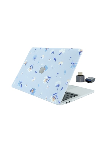 Apple Uyumlu MacBook Air M1 Kılıf 13 İnç Flower04 Touchıdli M1 Air A2337 A2179 A1932 İle Uyumlu Açık Mavi