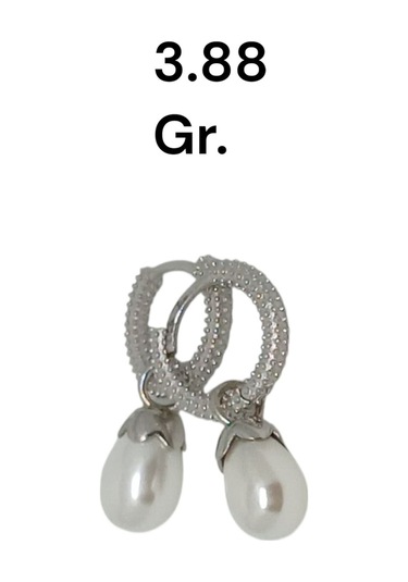 925 Ayar Gümüş İncili Halka Küpe Zarif Ve Şık Tasarım Gümüş