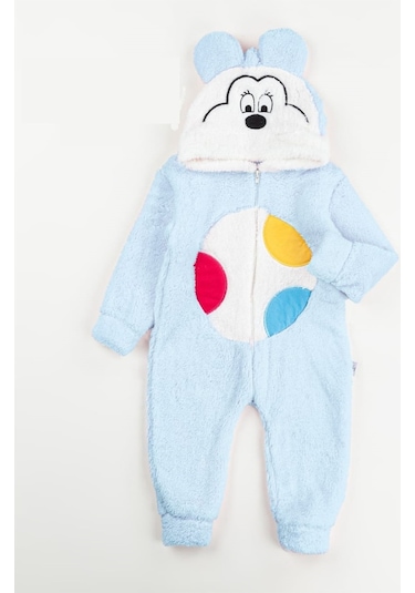 Mj Kids Welsoft Peluş Fermuarlı Ayıcık Tulum Açık Mavi