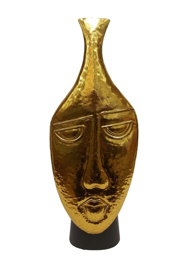 Biev Metal Vazo Yüz Kabartmalı 22x12x58 Cm