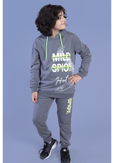 Toontoy Erkek Çocuk Kapüşonlu Baskılı Eşofman Takımı Lacivert