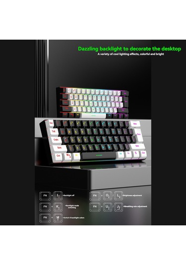 Lemestar 61 Tuşlu Rgb Aydınlatmalı Oyun Klavyesi - Ergonomik Tasarım, Usb-c Bağlantı, Kompakt Ve Taşınabilir