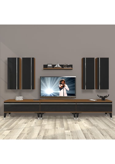 Decoraktiv Eko 8d Mdf Silver Tv Ünitesi Tv Sehpası Ceviz - Siyah