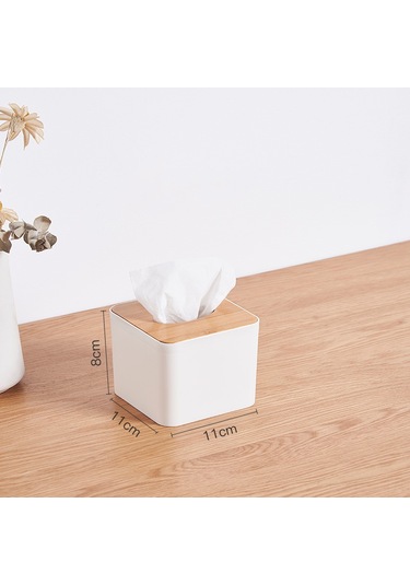 Konesam Bambu Kağıt Havlu Kutusu Kapakları Kare, 2 Adet - Banyo, Yatak Odası, Ofis İçin Elegan Organize Edici Beyaz Beyaz